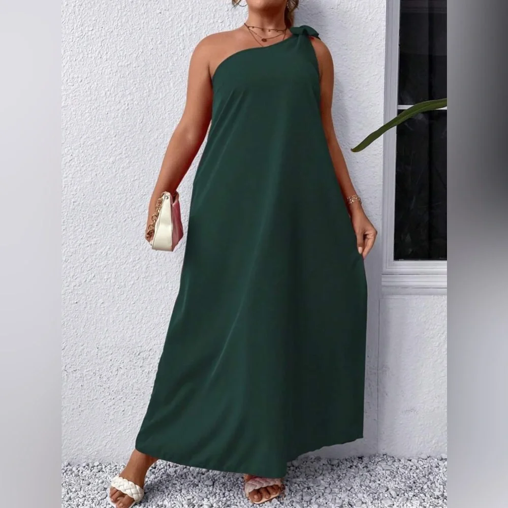 SHEIN One Shoulder Split Thigh Shift Dress - Picture 1 of 7